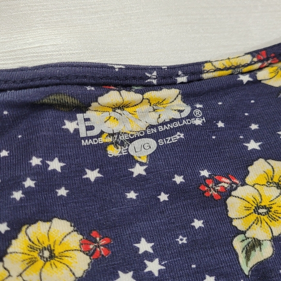 Juniors' Ruched Flutter Top - Navy Floral by Bongo, Available in Multiple Sizes - Picture 8 of 8